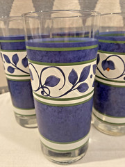 Pfaltzgraff «ORLEANS» 4 Tumblers Glasses Blue White Floral 16 OZ 6.25”