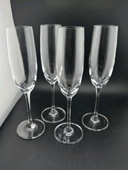 LUCARIS Crystal Clear Glass Flutes Set Of 4 Signed 9″H