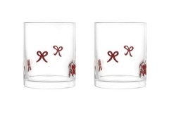 New In Box Thyme & Table Red Bow Icon Glasses, Set of 2