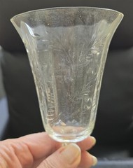 Set of 6 Fostoria June Etched Crystal Water Goblets 8″ Vintage Stemware