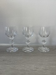 3 Vintage Bohemia Claudia Crystal Ball Stem Cordial, Liquor, Sherry Glasses