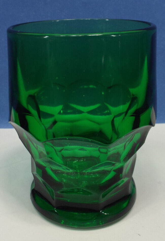 Vintage Viking Emerald Green Georgian Tumbler Glass Honeycomb 4.25”