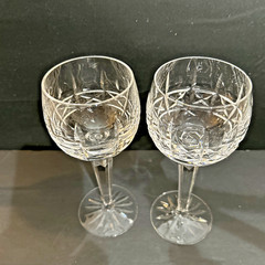 Waterford Crystal Kylemore 7.5” Wine Hock Cut Crystal Glasses Set of 2