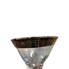 Cellini Martini Glasses Italy 1970’s Etched Crystal 24k Gold Rim Set of 4