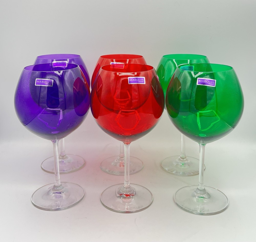 STUNNING Six Marquis by Waterford Crystal Jewels Aromatic Balloon Wine Glass