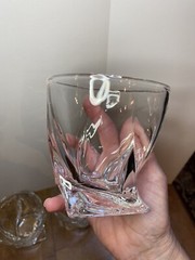 Set of 4 Mikasa Crystal «Motion» Twist Base Double Old Fashioned Glasses 3 3/4″