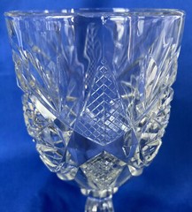 Libbey American Brilliant Goblet 7 1/8” David Star Pressed Cut Glass Water Wine