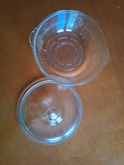 Glasbake Clear Round Casserole Bowl 1940s Poppy Pattern Pyrex 622-C B-L Lid