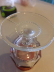 Vintage King’s Crown Ruby Flash Thumbprint Glass Goblets Set of 6 Clear Stem