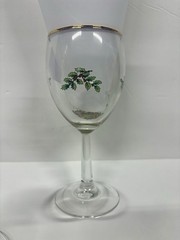 Spode Christmas Tree Stemmed Wine Glasses w/ Original Box – Set of 4 Gold Rim