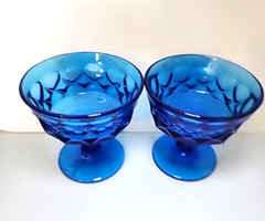 Vintage NORITAKE PERSPECTIVE EPIC Blue 4″ Sherbet Glass Set Of 2