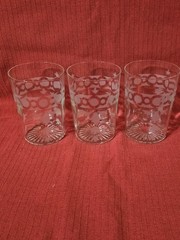 Vintage 3-7/8″ Clear Optic Paneled Tumbler Drinking Glass Frosted Pattern