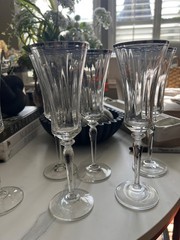 Set of 5 Noritake Platinum Champagne Flutes