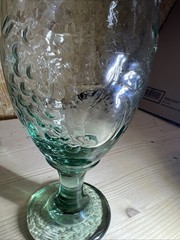 Vintage 80’s Libbey Single Goblet 16 oz Green Stem Orchard Fruit 7″h 3.2″ rim US