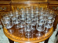 Set of 35 Lenox Crystal Glasses Intrigue Gold Trim 12 Wine 12 Water 11 Champaign