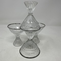 Paden City Etched Spring Orchard Sherry / Cordial Glasses Set Of 4 Art Deco