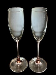 Set of 2 Cristal d’Arques Durand ROSE Pink 8.75” Fluted Champagne Glasses France