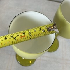 4 Mid Century 9” Tall Green Wine Glasses