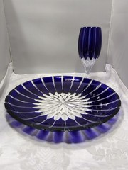 Ajka Castille Alberga Cobalt Cut to Clear 12″ Plate Or 7 3/4″ Iced Tea Glass(es)