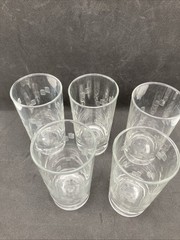 SET of 5 Anchor Hocking Cubist Etched 5 1/8” Tall 10 oz MCM Tumblers Glasses