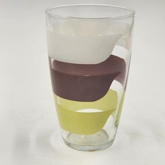 Set 4 Libbey’s Multicolor Striped Designed Pressed Glass Tumblers 5″ Vtg 1970’s