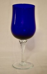 Colony Glass Company Saturn Blue Swirl Stem Vintage Wine Glasses (Set of 3)