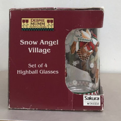 NIB Set of 4 DEBBIE MUMM SHOW ANGEL VILLAGE HIGHBALL GLASSES 6”