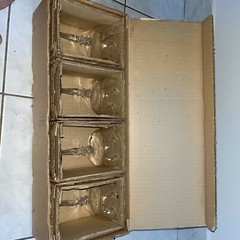 4 VINTAGE Sasaki Crystal Etched Sherbet Glass Set Unused With Original Packaging