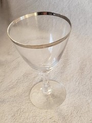 Vintage Fostoria Platinum Trim Wedding Ring Crystal Water Goblets Set of 3 Three
