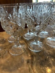 Vintage Anchor Hocking Glass Hobstar Starburst Pressed Glass Stem Goblets