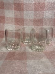 4 Anchor Hocking Art Deco Barrel Glasses Ribbed Base 8oz Rocks VTG Tumblers