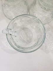 VTG 70s Anchor Hocking Savannah Clear Coffee Tea Punch Cups Floral Glass W Hooks