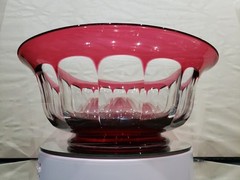9″ Bowl Cranberry Red Cut to clear Crystal glass Baccarat or Val St Lambert TCPL