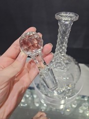 Wine Decanter w/ Monogram Star Diamond cut Glass Crystal Boston & Sandwich 1880s