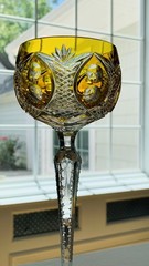 12 Mid-20th Century Bohemian (Germany) Fine Crystal Wine Hocks by NGL; PRISTINE