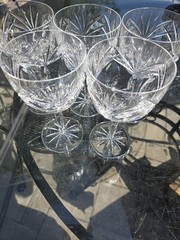 Gorham Rosewood Crystal Water Wine Glasses Contemporary Set Of 5