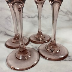 Vintage (4) four Libbey Premiere Pink Long-Stem Champagne Flutes