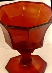 4 Vtg 7Os OCTAGONAL RUBY Goblets INDEPENDENCE Dessert/ Champagne 4″ GLOWS!