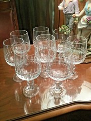VTG Belfast Bohemia Leaded Crystal w/Cut Vertical & Horizontal Design Glassware