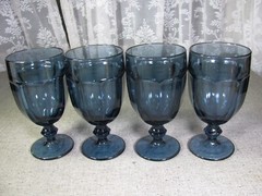 For 4 Vintage Libbey Duratuff GIBRALTAR DUSKY BLUE Iced Tea Glasses Goblets