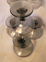 Vintage Libbey MCM 6pc 1970s Tawny Smoke Brown Champagne Cocktail Dessert Retro