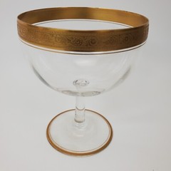 Set of 4 Italian Crystal w/Gold Encrusted Swag Rim Dessert Glasses 5.5″H X 4.5″W