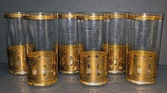 Vintage 6 Culver 22kt Gold Antigua 5.5″ Highball Glass Set Tumbler Barware EUC