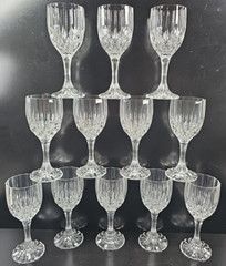 12 Cristal D’Arques Bretagne Water Goblets Set Clear Crystal Etch Cut France Lot