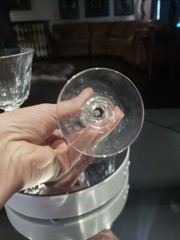 Wine / Cocktail Glasses Antique crystal Bubble stem Flute panel cut thumbprints