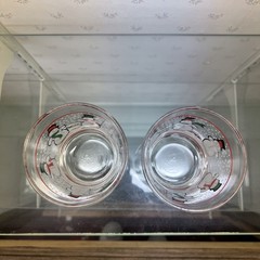 EUC SET OF 2 LIBBEY DANCING SNOWMEN LOWBALL GLASSES TUMBLERS 4 1/4″ 8 OZ