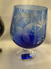 Pair Stunning Hortensja Hortensia Cut to Clear Crystal Brandy Snifters