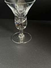 Vintage Rare Elegant Lead Crystal Cordial Glass Stemed With Etching Tiny Chip