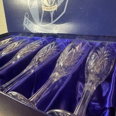 vtg Royal Doulton Cisier Cut Crystal Champagne Flutes St Andrews Boxed Czech NEW