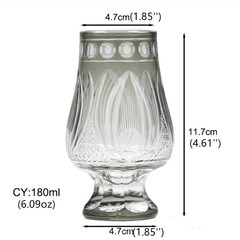 Old Fashioned Vintage Shot Wine Glass 6oz Hand Cut Grey For Soju Brandy Cocktail